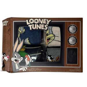 Looney Tunes TV Box Novelty Pack Of 4 Crew Socks Set. Men’s Size 6-12. NWT.